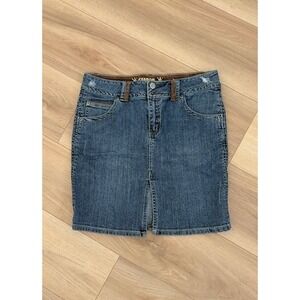 Carbon Denim Jean‎ Skirt Mini Blue Brown Pockets Women's Casual